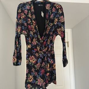 Floral Wrap Romper with Tie Waist
